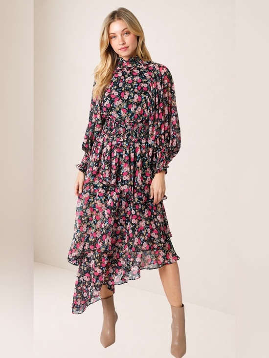 Trendy boutique Dresses & Skirts - Black/Pink Floral Asymmetrical Dress